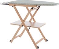 Arredamenti Italia Stirocomodo Naturale - Houten Strijkplank 135x45 cm – Massief Beuken – Hoogte Verstelbaar 84-93 cm – Met Stoomunithouder & Wieltjes – Kleur: Bruin - ARIT