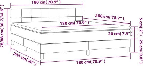 vidaXL Boxspring met matras en LED stof donkergrijs 180x200 cm