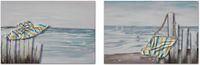 DKD Home Decor Schilderij Strand Mediterrane (90 x 2,5 x 60 cm) (2 Stuks)