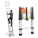 Avilia Telescopische ladder van roestvrij staal, 3,8 m, 13 treden, inklapbaar, voor thuis en op het werk, uittrekbaar, ruimtebesparend, met veiligheidsvergrendeling