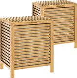 Casaria 2 stuks Wasbox Bamboe 62l Wasmand