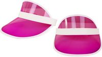 Sans marque Visière/pare-soleil - 2x - pour Adultes - rose/blanc - Chapeau de carnaval