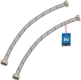KOTARBAU® 2 Stuks - Flexibele Aansluitslang 1/2“ x 3/8“ - Flexibele Kraanslang 40 cm - Sanitaire Aansluitslang - Flexibele Verbindingsslang - Aansluitslang Armatuur - met Roestvrijstalen Vlechtwerk