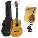 Juan Miguel Navarrez Guitare de concert - Guitare classique - 4/4 Honey - Couleur naturelle - Set de démarrage - Housse, médiators, livre, accordeur inclus