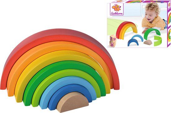 Eichhorn Regenboog - Sorteer en Stapelspel - Hout - Meerkleurig - Vormenstoof - 1+ jaar