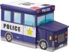 Relaxdays speelgoedkist - opvouwbare poef - 50 L - politie design - donkerblauw