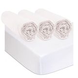 Easy Dort Set van 3 hoeslakens, 40 x 80 cm, wieg, reiswieg, 2 matrasbeschermers, 100% katoen, wit