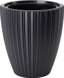 Form Plastic Plantenpot/bloempot Mika - kunststof - antraciet - D30 x H32 cm - met binnenpot - rond
