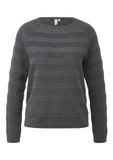 QS s.Oliver Women's Sweater with Structured Stripes - Dark Grey - L