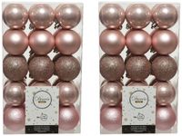 Decoris kerstballen - 60x st - lichtroze - D6 cm - kunststof - kerstversiering