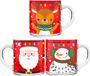 Sandy Kerst mokken/bekers - 6 stuks - glas - 300 ml - met kerstprint - 11 cm