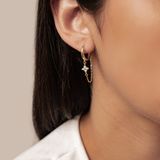 Hey Happiness Bloem Oorringen Dames - 925 Sterling Zilver 18K Goud Verguld - Ketting Oorbellen - Zirkonia Hoop Oorbellen - Hypoallergeen - Goud