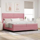 Maison Exclusive - Lit boxspring avec matelas, avec éclairage LED, rose, 200 x 200 cm, velours