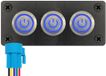 ProRide Interrupteur à bouton-poussoir en métal 12-24V OFF-(ON) - Panneau encastré triple - 19mm - IP67 - Indicateur LED Bleu