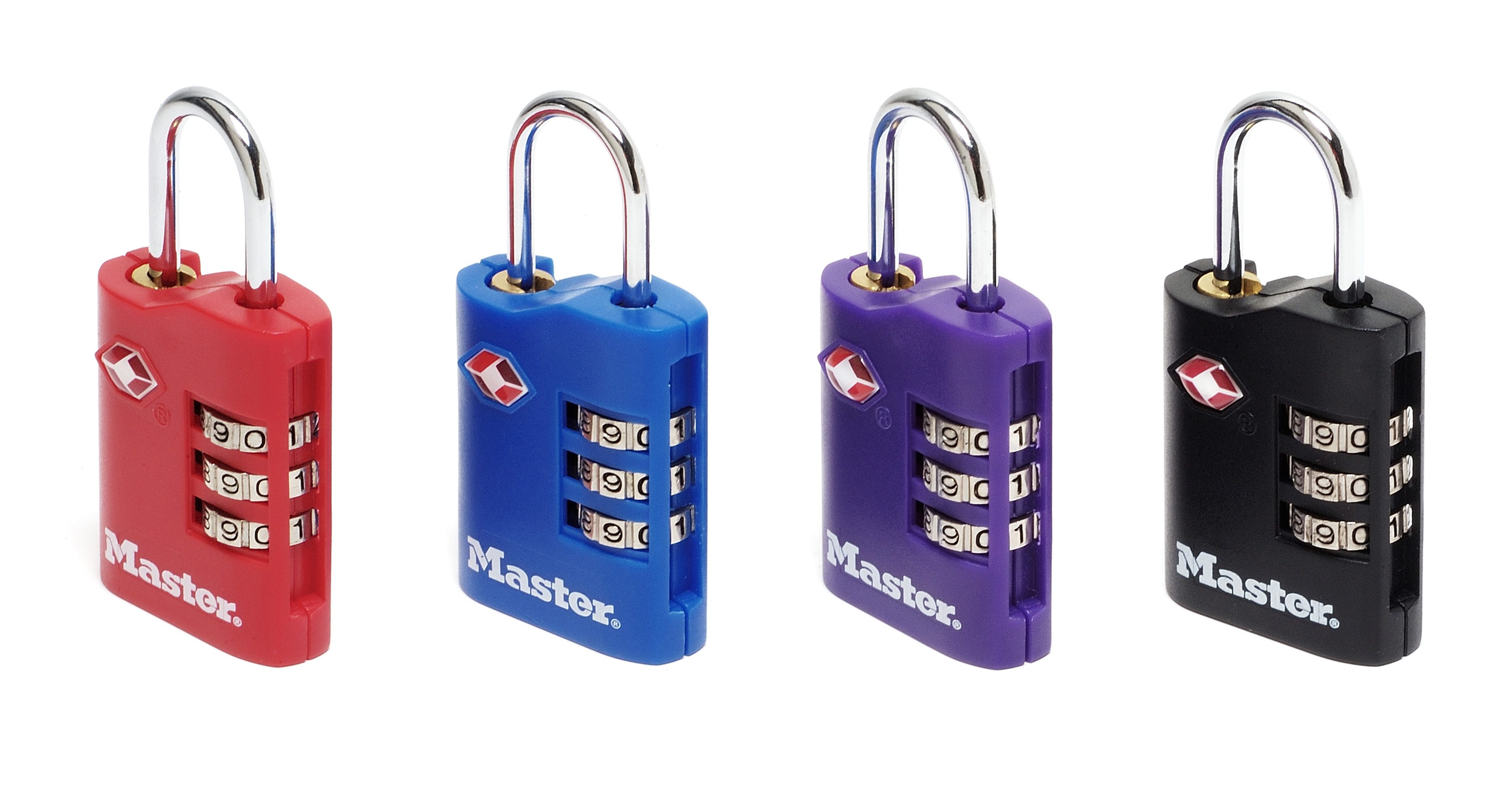 Masterlock 30 mm breed zinken TSA-goedgekeurd bagagehangslot met vrije combinatiekeuze; diverse kleuren