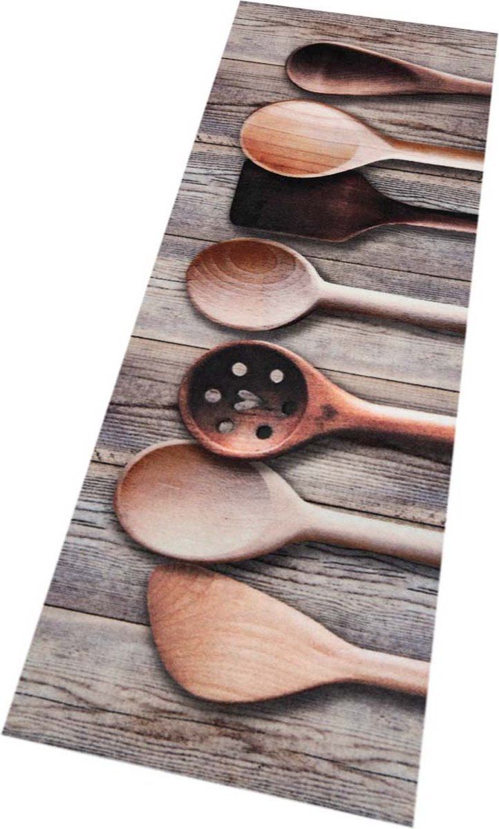 Zala Living Keukenloper Wooden Cooking Spoons Wasbaar 30°C 45x140 cm - Zwart/Antraciet