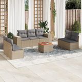Prolenta Maison Exclusive - Tuinset voor in de tuin, 8-delig, met kussens, beige, van polyrotan