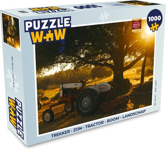 MuchoWow Puzzel Trekker - Zon - Tractor - Boom - Landschap - Legpuzzel - Puzzel 1000 stukjes volwassenen - Sinterklaas cadeautjes - Sinterklaas voor grote kinderen