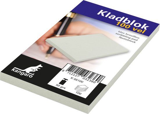 Kangaro Kladblok - 6,75 x 11 cm - 100 vel - Grijs