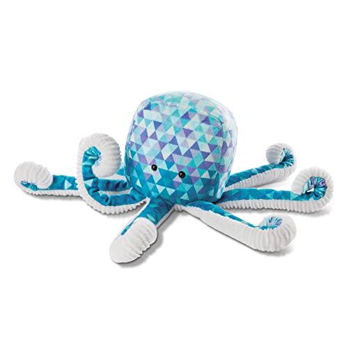 NICI Knuffel octopus 18 cm in stijlvolle veelhoekprint en textuur pluche materiaal – Knuffels voor meisjes, jongens en baby's – Pluizig knuffeldier om te knuffelen en mee te spelen, Blauw/Turkoois