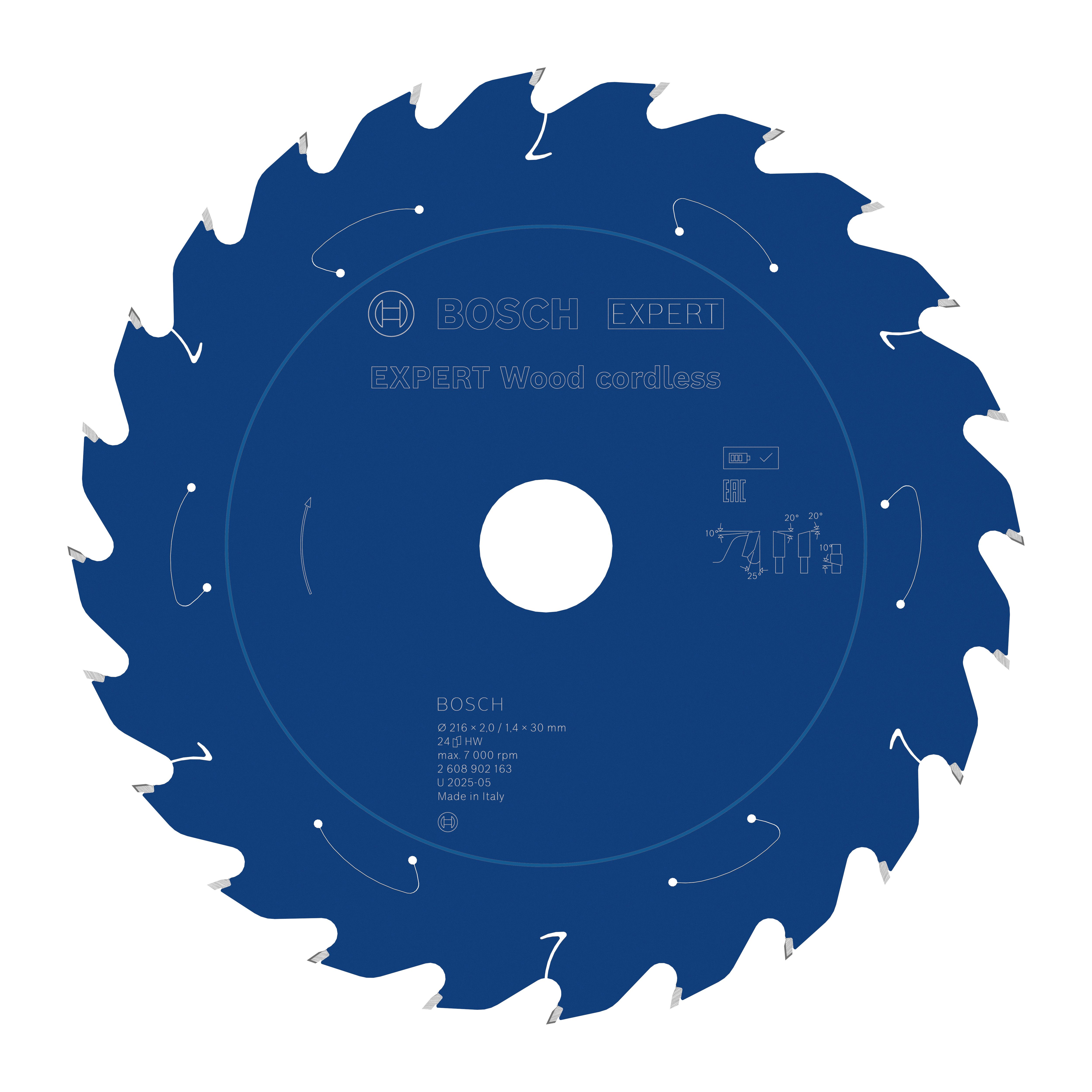 Bosch Accessoires EXPERT Wood cordless Cirkelzaagblad | 216 x 2/1,4 x 30 mm | T24 - 2608902163