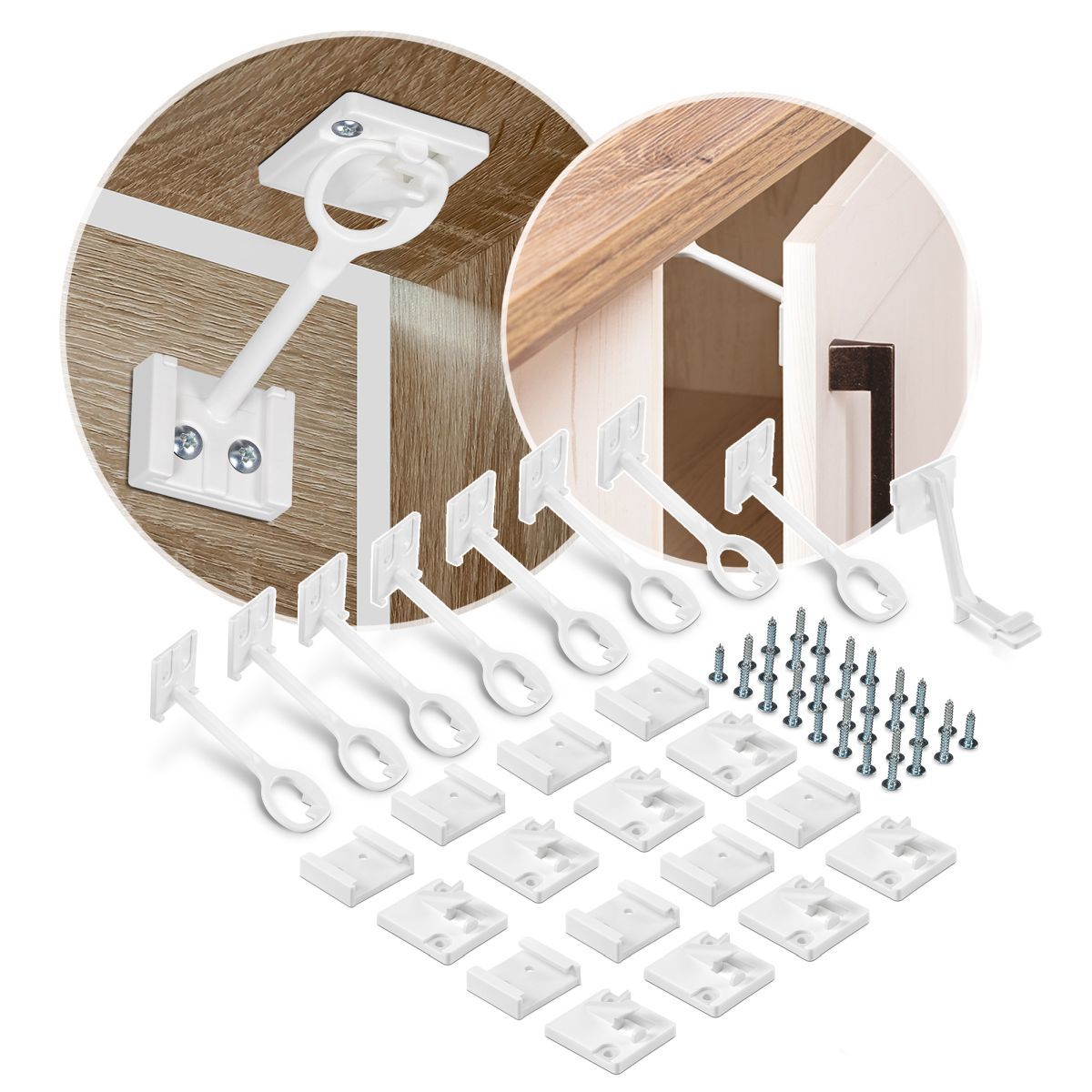 Child Cabinet Lock - White - 8 Pieces