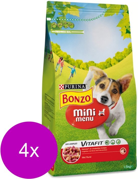 BONZO Vitafit Mini Menu 1.5 kg - Hondenvoer - 4 x Rund