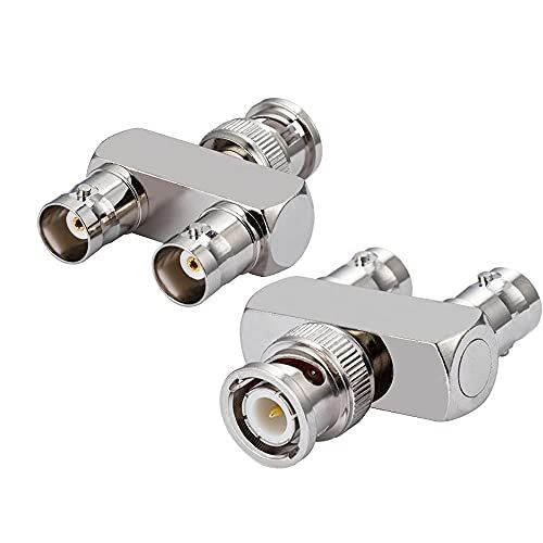 Vecys BNC Adapter BNC Male naar Dual F Type Female "Y" type 3-way T Female Splitter Adapter voor CB Antenne 4G Walkie Talkie CCTV Handheld Radio Amateur Radio HD Video HDTV (2 stuks)