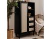 Mobistoxx KUBALIBRE Commode haute 1 porte 3 tiroirs noir/effet rotin