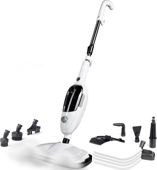 URGOODS 2-in-1 Stoomreiniger - Handstomer - 8 Opzetstukken - 1300W - Wit