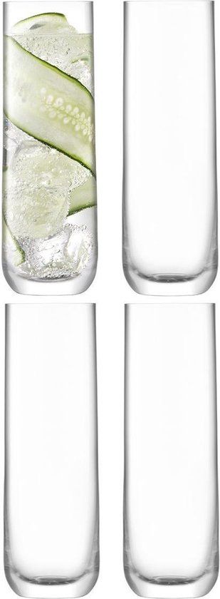 L.S.A. Borough Longdrinkglas - 420 ml - Set van 4 - Transparant