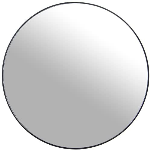 DRW Ronde wandspiegel - metaal/MDF - zwart - 100x1,5 cm