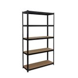 Merkloos Relaxdays Stellingkast - 200 x 120 x 60 cm - 875 kg - steeksysteem - zwart-bruin
