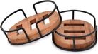Merkloos IJzeren en acaciahouten zeepbakje met matzwart draadframe - dubbellaagse zeephouder voor douche en gootsteen - drainagezeep - afmetingen 1206 cm x 889 cm x 381 cm - set van 2