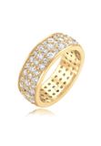 Elli PREMIUM Ring Band Ring Microsetting met Zirkonia Kristallen in 925 Sterling Zilver Goud Kleur