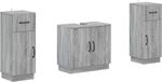 vidaXL - 3-delig - badkamerkast - set - HOORN - Grijs - Sonoma - Bewerkt - hout