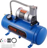 VEVOR 12V Luchtcompressor met Tank 6L, Treinhoornluchtcompressorset, 90-120PSI Werkdruk, Geïntegreerd Luchtcompressorsysteem voor Treinluchthoorns, het Oppompen van Banden, Vrachtwagens, SUV's, enz. Blauw