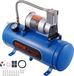 VEVOR 12V Luchtcompressor met Tank 6L, Treinhoornluchtcompressorset, 90-120PSI Werkdruk, Geïntegreerd Luchtcompressorsysteem voor Treinluchthoorns, het Oppompen van Banden, Vrachtwagens, SUV's, enz. Blauw