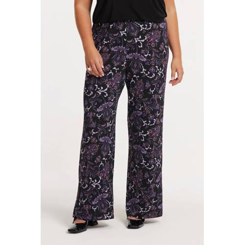 YOEK denim wide leg high waist broek paars