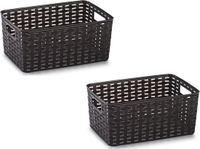 Plasticforte Opbergmand - 8x - Kastmand - rotan kunststof - donkerbruin - 10 Liter - 22 x 33 x 16 cm