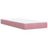 vidaXL Boxspringbed met matras, fluweel, roze, 90x190 cm
