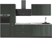 Vicco Complete keukeneenheid Fame-Line, Groen-Goud Landhuis/Antraciet, 310 cm, WB Marmer