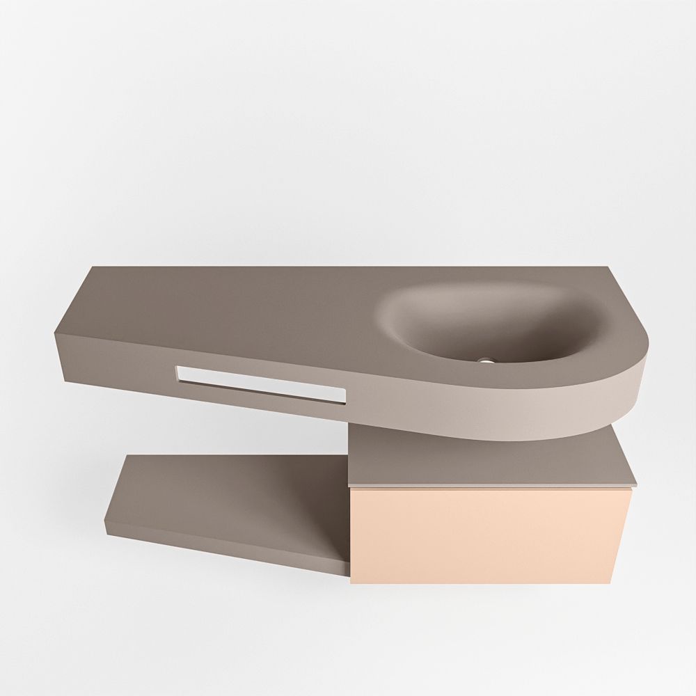 Mondiaz Riva Dulcet badkamermeubel rechts 120cm Smoke & Rosé