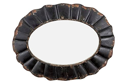 Creative Co-op Ovale spiegel met verdeelde zwarte metalen frame