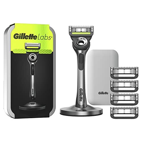 Gillette GilletteLabs With Exfoliating Bar Scheersysteem, 1 Handvat - 5 Navulmesje, Inclusief Reisetui En Premium Magnetische Houder, Van