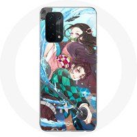 Maniacase Hoesje voor Oppo A54 5G Tanjiro and Nezuko Demon Slayer Kimetsu no Yaiba Anime