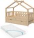 Vitalispa Design Huisbed – 70x140 cm avec tiroir et matelas Bois naturel
