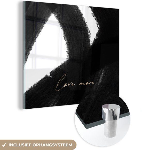 MuchoWow® Glass Painting 20x20 cm - Acrylic Glass Painting - Text - Abstract - Love more - Quotes - Photo on Glass - Paintings