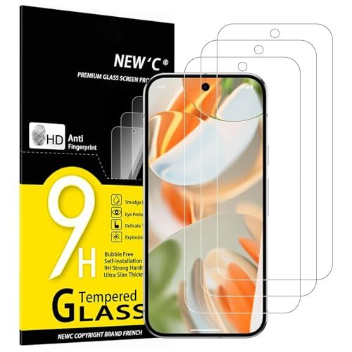 NEW'C 3 Stuks, Screen Protector voor Google Pixel 10/10 Pro, Pixel 9/9 Pro, Gehard Glass Schermbeschermer Film 0.33 mm ultra transparant, ultra resistent