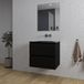 Saniclass Chaci Badkamermeubelset - 60x46x55cm - keramische wastafel zwart - 1 wasbak - zonder kraangat - 2 lades - rechthoekige spiegel - mat zwart